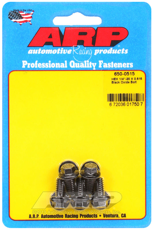 ARP 650-0515 1/4-20 X 0.515 Hex Black Oxide Bolts