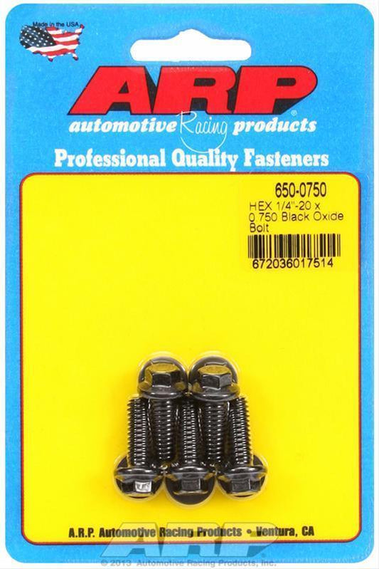 ARP 650-0750 1/4-20 X 0.750 Hex Black Oxide Bolts