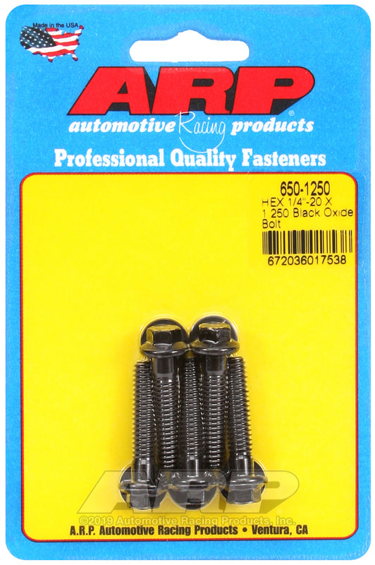 ARP 650-1250 1/4-20 X 1.250 Hex Black Oxide Bolts
