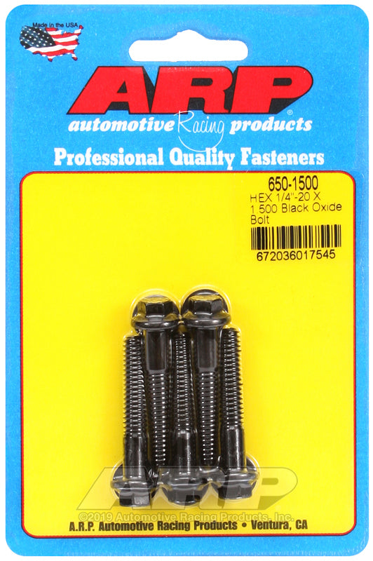 ARP 650-1500 1/4-20 X 1.500 Hex Black Oxide Bolts