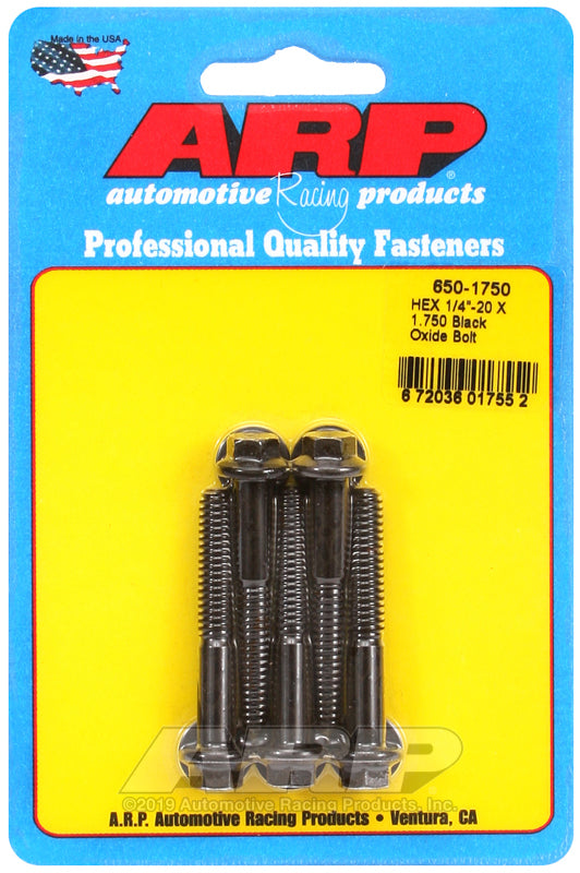 ARP 650-1750 1/4-20 X 1.750 Hex Black Oxide Bolts