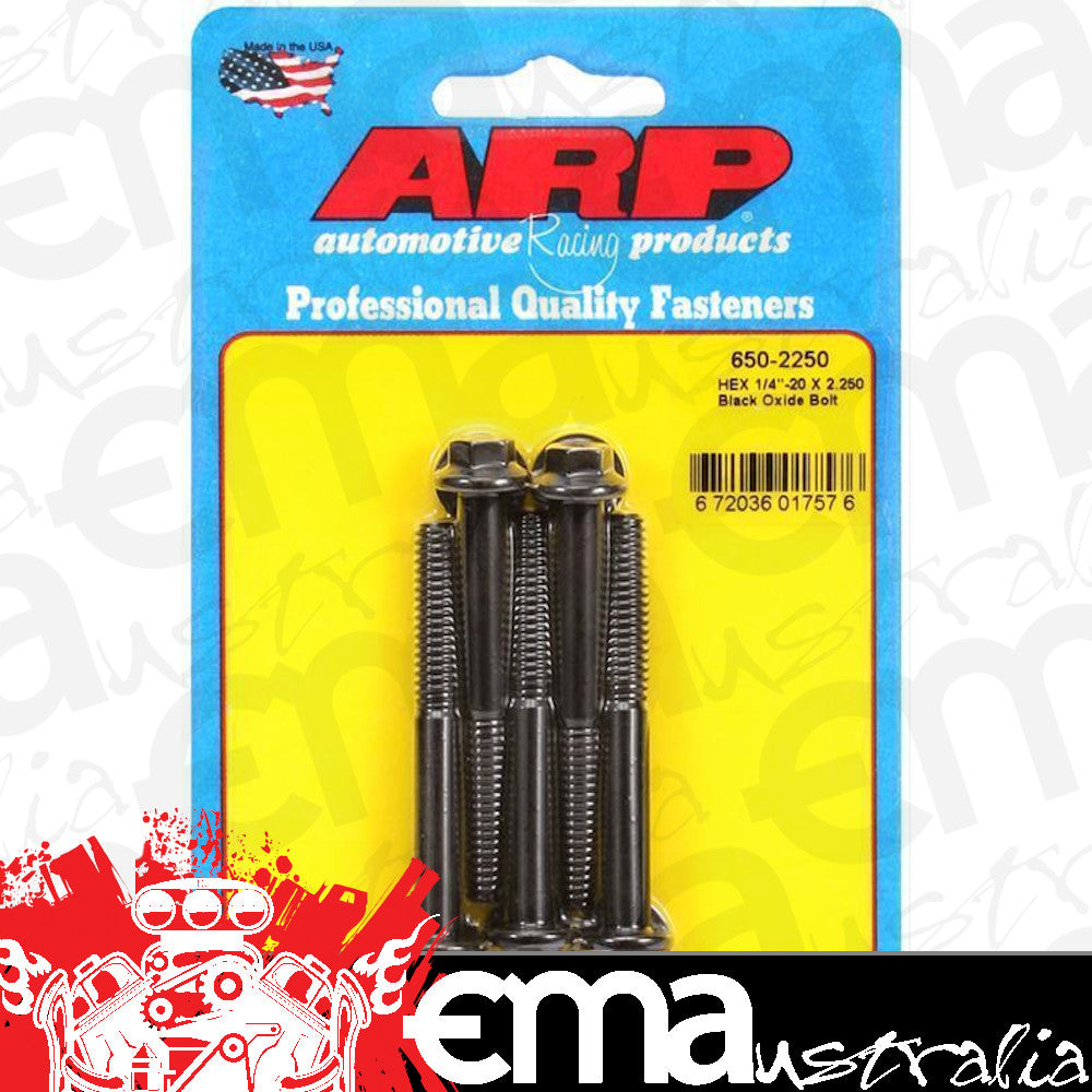 ARP 650-2250 1/4-20 X 2.250 Hex Black Oxide Bolts