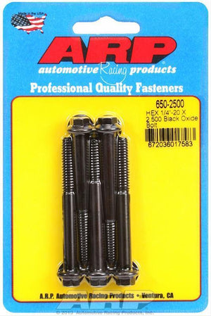 ARP 650-2500 1/4-20 X 2.500 Hex Black Oxide Bolts