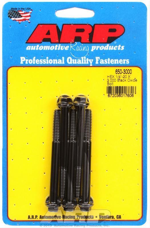 ARP 650-3000 1/4-20 X 3.000 Hex Black Oxide Bolts