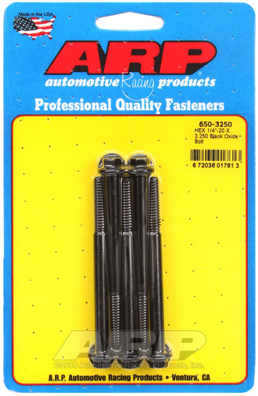 ARP 650-3250 1/4-20 X 3.250 Hex Black Oxide Bolts