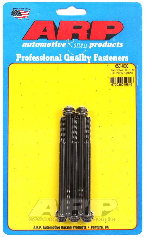ARP 650-4000 1/4-20 X 4.000 Hex Black Oxide Bolts