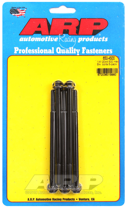 ARP 650-4500 1/4-20 X 4.500 Hex Black Oxide Bolts