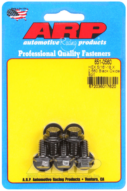 ARP 651-0560 5/16-18 X 0.560 Hex Black Oxide Bolts