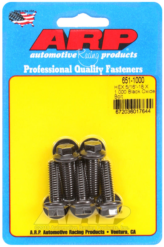 ARP 651-1000 5/16-18 X 1.000 Hex Black Oxide Bolts