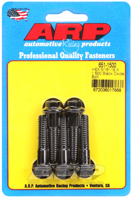 ARP 651-1500 5/16-18 X 1.500 Hex Black Oxide Bolts