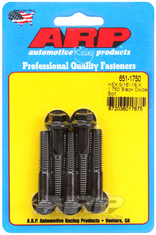 ARP 651-1750 5/16-18 X 1.750 Hex Black Oxide Bolts