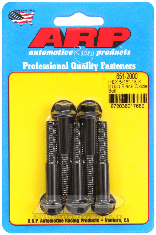 ARP 651-2000 5/16-18 X 2.000 Hex Black Oxide Bolts