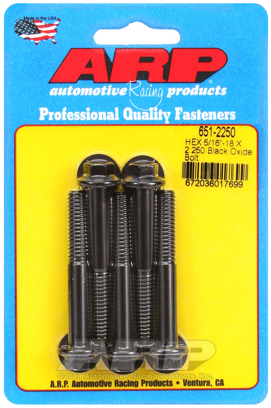 ARP 651-2250 5/16-18 X 2.250 Hex Black Oxide Bolts