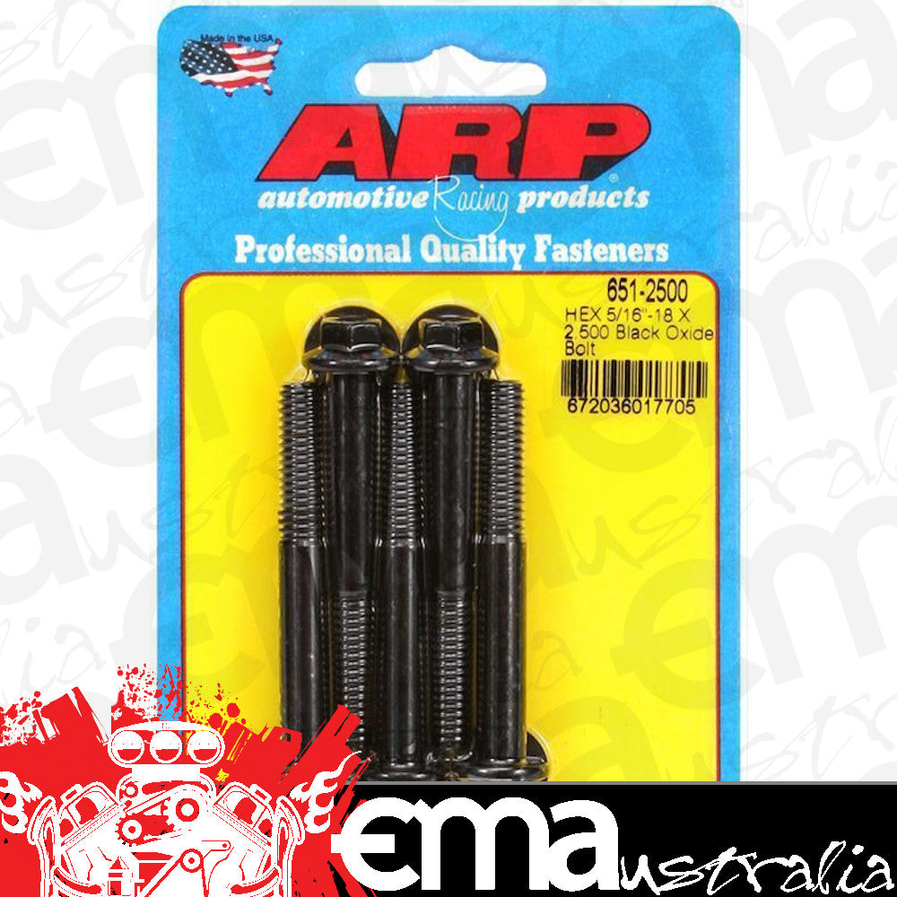 ARP 651-2500 5/16-18 X 2.500 Hex Black Oxide Bolts