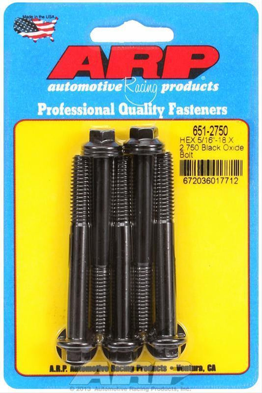 ARP 651-2750 5/16-18 X 2.750 Hex Black Oxide Bolts
