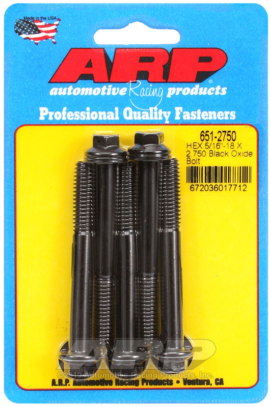 ARP 651-2750 5/16-18 X 2.750 Hex Black Oxide Bolts