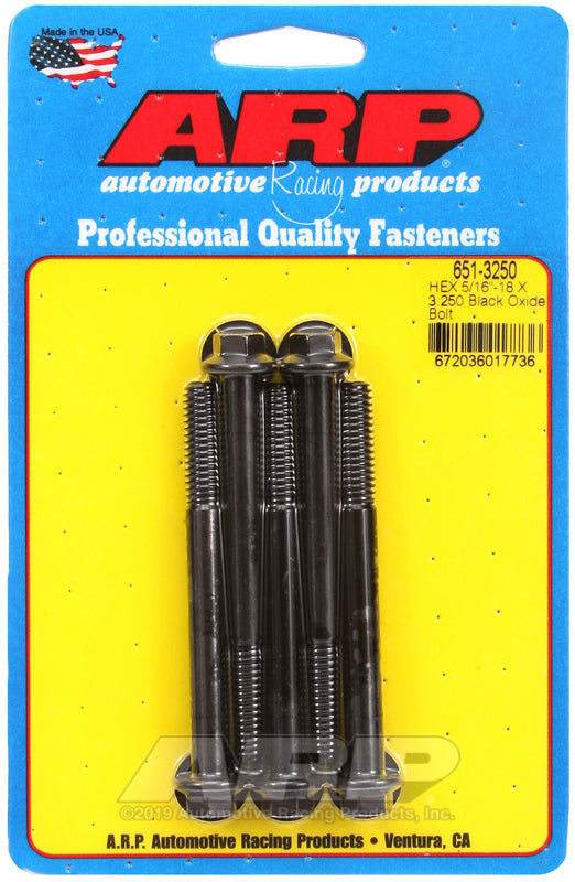 ARP 651-3250 5/16-18 X 3.250 Hex Black Oxide Bolts