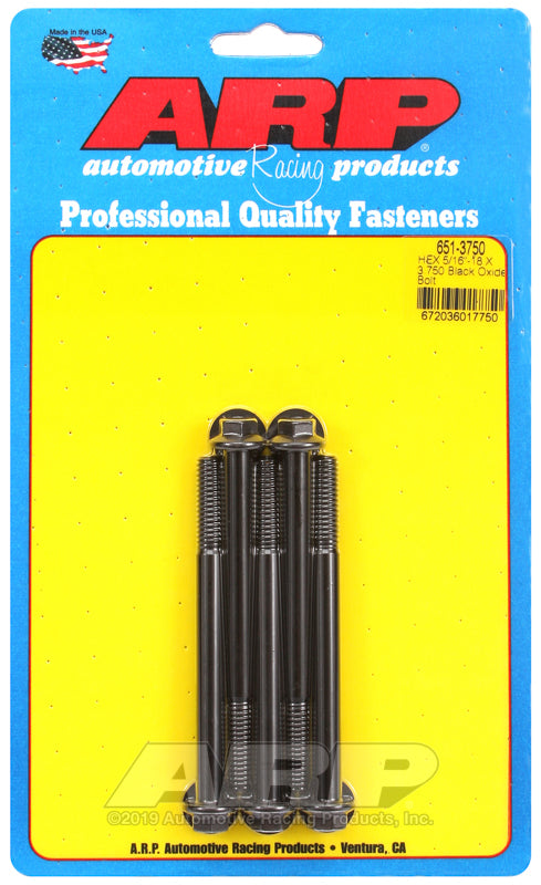 ARP 651-3750 5/16-18 X 3.750 Hex Black Oxide Bolts
