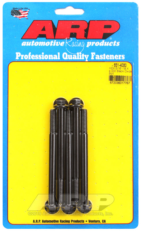ARP 651-4000 5/16-18 X 4.000 Hex Black Oxide Bolts