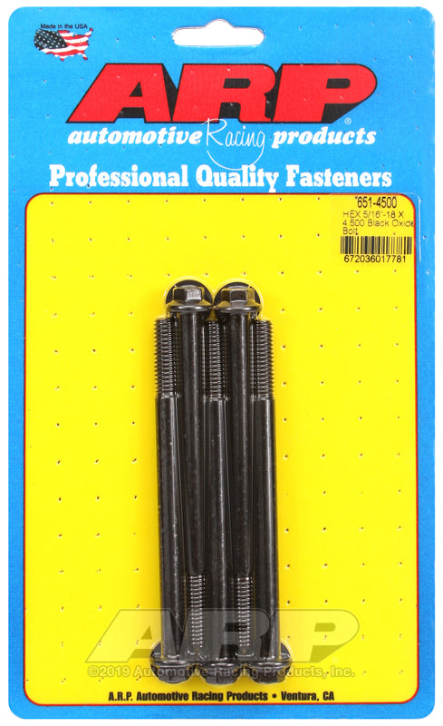 ARP 651-4500 5/16-18 X 4.500 Hex Black Oxide Bolts
