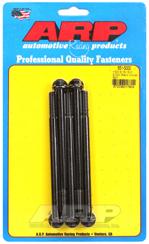 ARP 651-5000 5/16-18 X 5.000 Hex Black Oxide Bolts