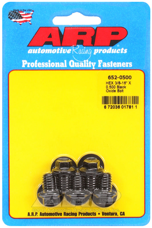 ARP 652-0500 3/8-16 X 0.500 Hex Black Oxide Bolts