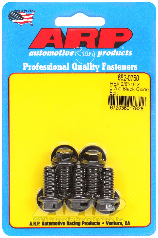 ARP 652-0750 3/8-16 X 0.750 Hex Black Oxide Bolts