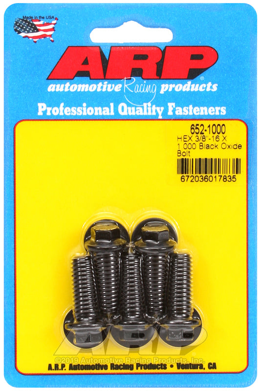 ARP 652-1000 3/8-16 X 1.000 Hex Black Oxide Bolts