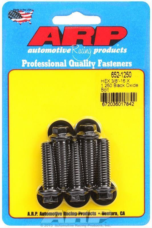 ARP 652-1250 3/8-16 X 1.250 Hex Black Oxide Bolts