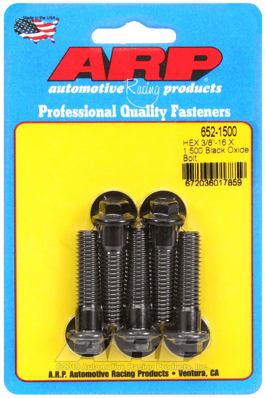 ARP 652-1500 3/8-16 X 1.500 Hex Black Oxide Bolts