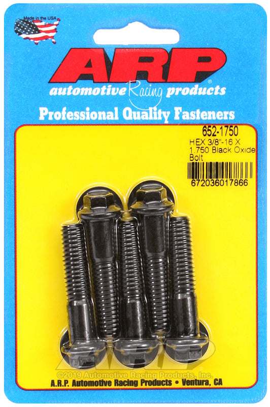 ARP 652-1750 3/8-16 X 1.750 Hex Black Oxide Bolts