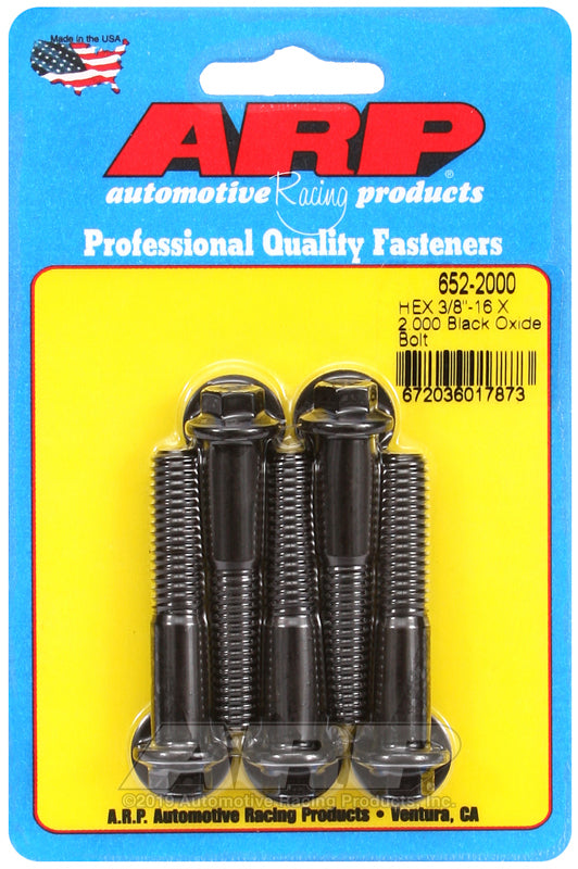 ARP 652-2000 3/8-16 X 2.000 Hex Black Oxide Bolts