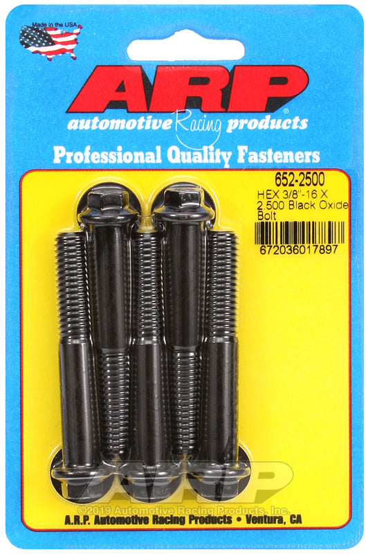 ARP 652-2500 3/8-16 X 2.500 Hex Black Oxide Bolts