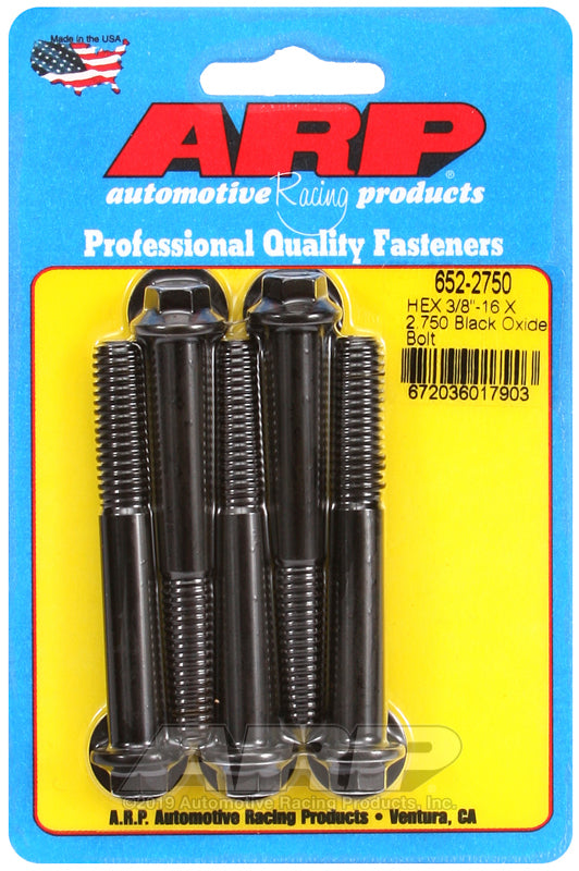 ARP 652-2750 3/8-16 X 2.750 Hex Black Oxide Bolts