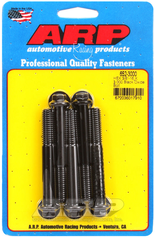 ARP 652-3000 3/8-16 X 3.000 Hex Black Oxide Bolts