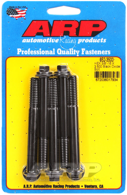 ARP 652-3500 3/8-16 X 3.500 Hex Black Oxide Bolts