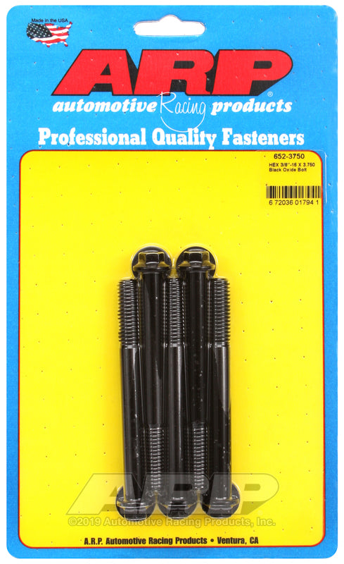 ARP 652-3750 3/8-16 X 3.750 Hex Black Oxide Bolts