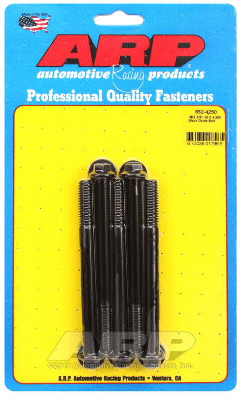 ARP 652-4250 3/8-16 X 4.250 Hex Black Oxide Bolts