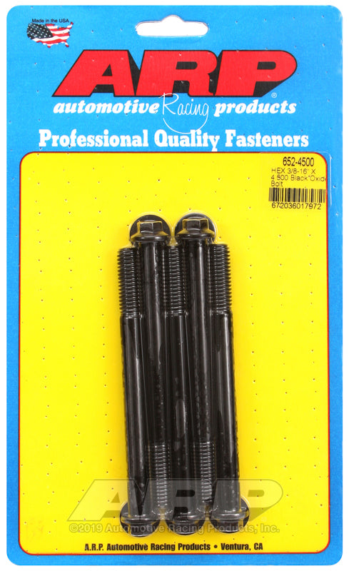 ARP 652-4500 3/8-16 X 4.500 Hex Black Oxide Bolts