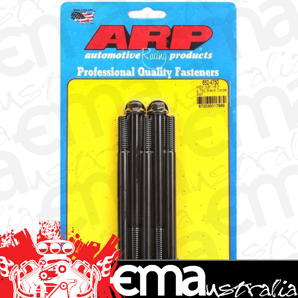 ARP 652-4750 3/8-16 X 4.750 Hex Black Oxide Bolts