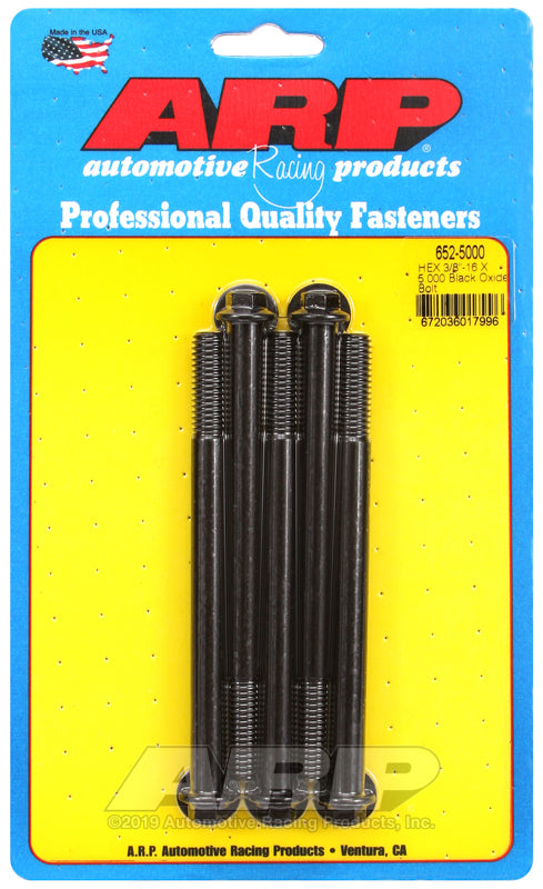 ARP 652-5000 3/8-16 X 5.000 Hex Black Oxide Bolts