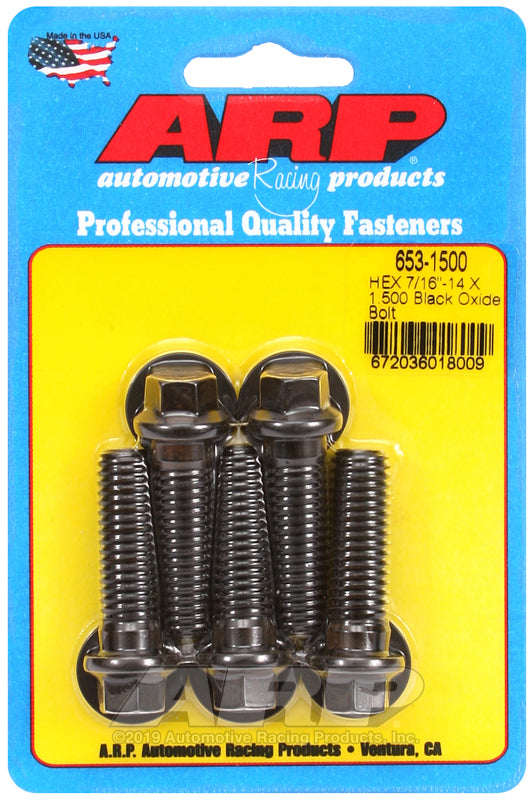 ARP 653-1500 7/16-14 X 1.500 Hex Black Oxide Bolts