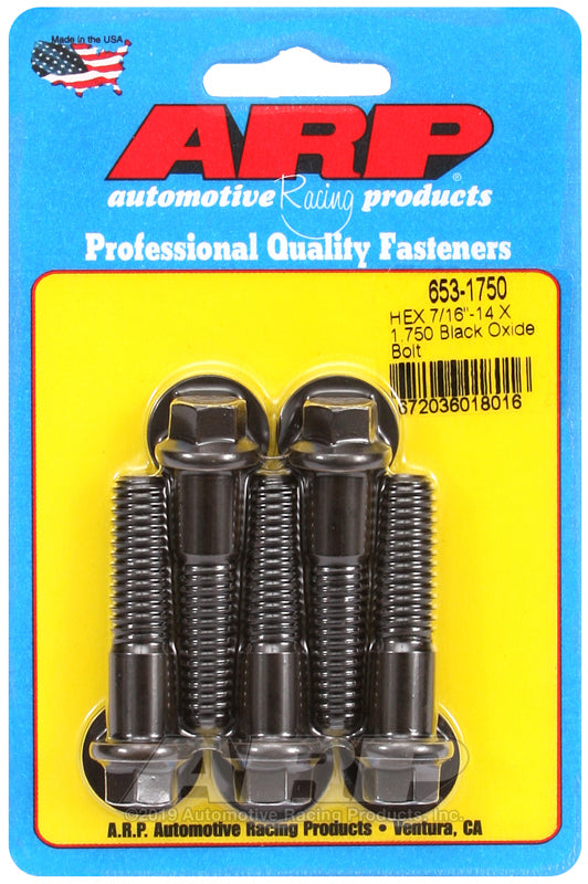 ARP 653-1750 7/16-14 X 1.750 Hex Black Oxide Bolts