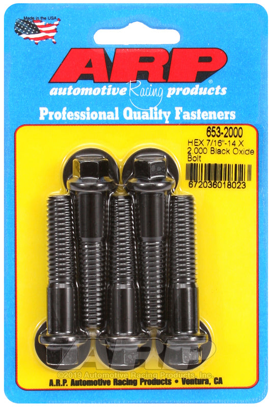 ARP Fasteners ARP653-2000 653-2000 7/16-14 X 2.000 Hex Black Oxide Bolts