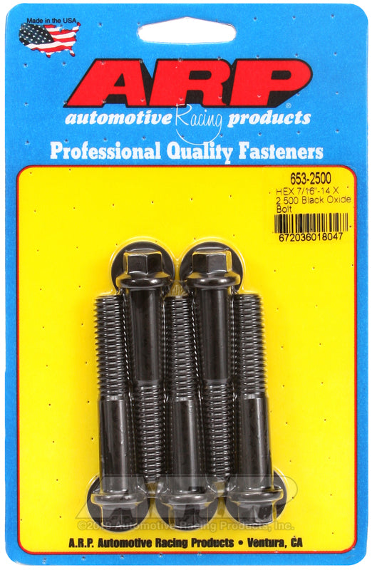 ARP 653-2500 7/16-14 X 2.500 Hex Black Oxide Bolts