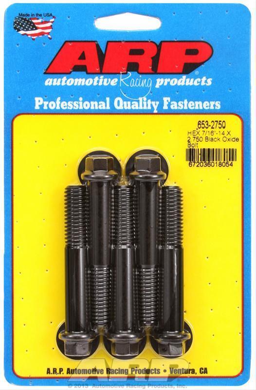 ARP 653-2750 7/16-14 X 2.750 Hex Black Oxide Bolts