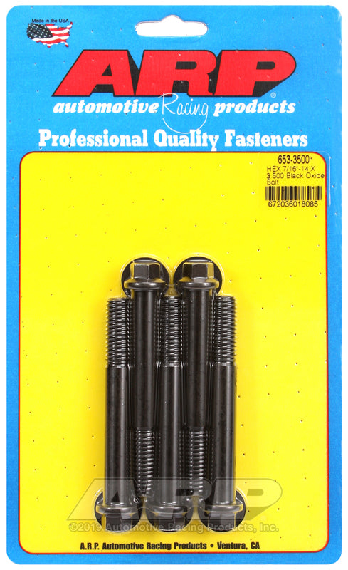 ARP 653-3500 7/16-14 X 3.500 Hex Black Oxide Bolts