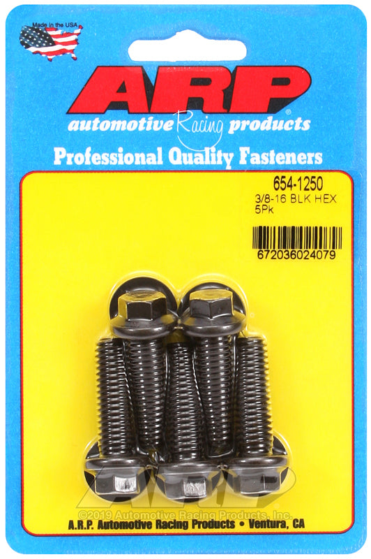 ARP 654-1250 3/8-16 X 1.250 Hex 7/16 Wrenching Black Oxide Bolts