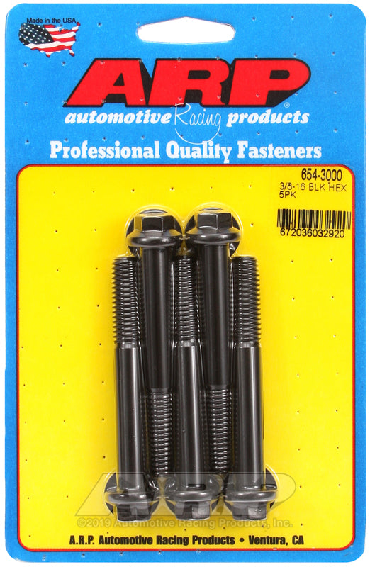 ARP 654-3000 3/8-16 X 3.000 Hex 7/16 Wrenching Black Oxide Bolts