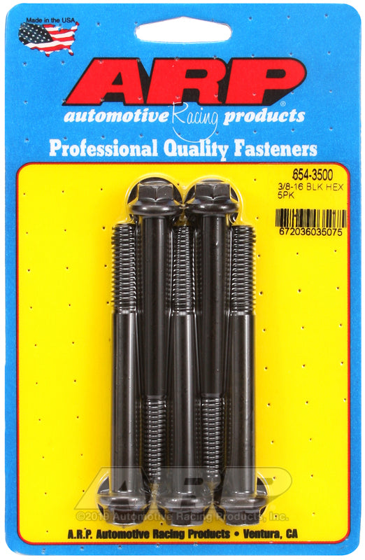 ARP 654-3500 3/8-16 X 3.500 Hex 7/16 Wrenching Black Oxide Bolts